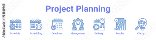 Project Planning Icon Banner and Collection