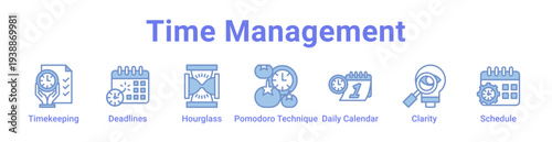 Time Management Icon Banner and Collection