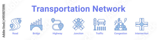 -Transportation Network Icon Banner and Collection