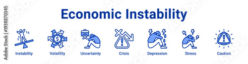-Economic Instability Icon Banner and Collection