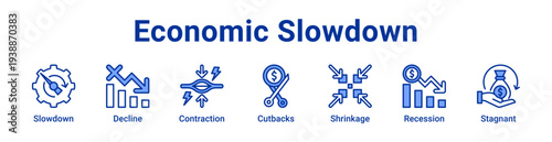 -Economic Slowdown Icon Banner and Collection