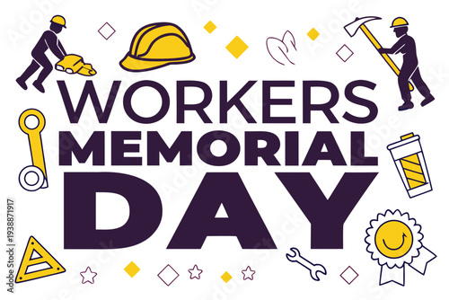 WORKERS' MEMORIAL DAY vector illustration isolated on white background