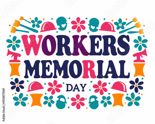 WORKERS' MEMORIAL DAY vector illustration isolated on white background