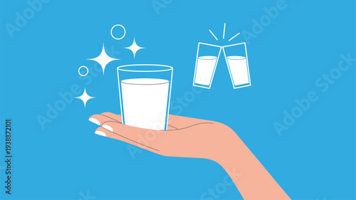 Hand holding milk glass toasting celebration