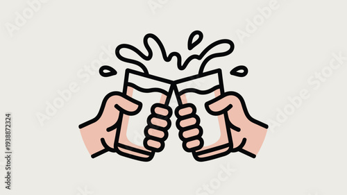 Hands toasting milk glasses cartoon