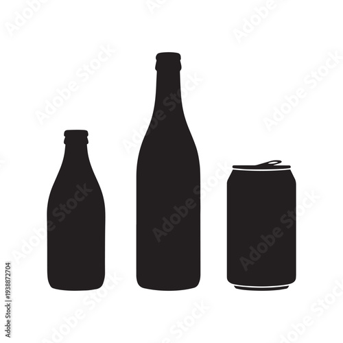 Beverage Containers Bottles Can Vector Set