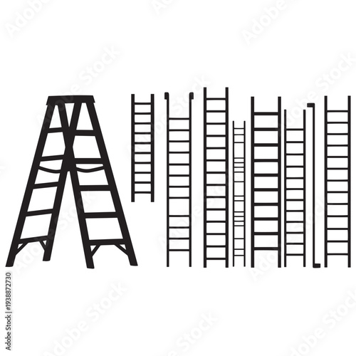 Ladder Collection Vector Silhouettes Set