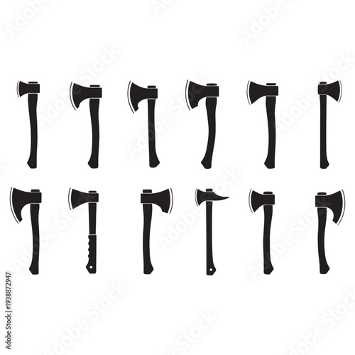 Axe Hatchet Tool Silhouettes Vector Set