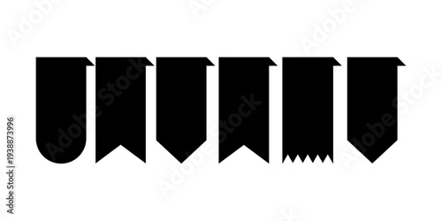 Medieval pennant banners hanging from brass rods flat vertical flags icons isolated on white background for heraldic emblem and decorative design