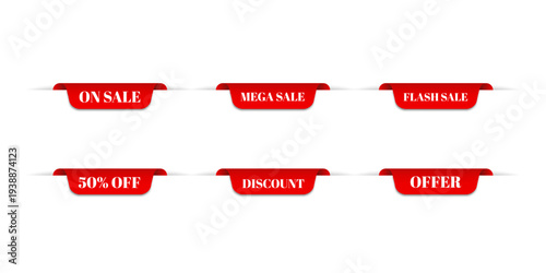 Super sale red label on white background. Set of super sale badge ribbon. Sticker, tags, badge, ribbon for promotion
