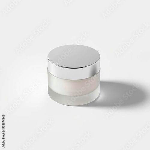 Wallpaper Mural cosmetic cream jar mockup, frosted glass jar with silver metal-lid Torontodigital.ca