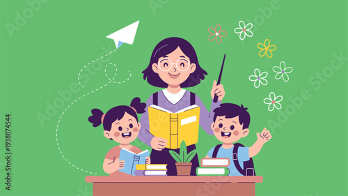 Teacher Students Learning Education Illustration