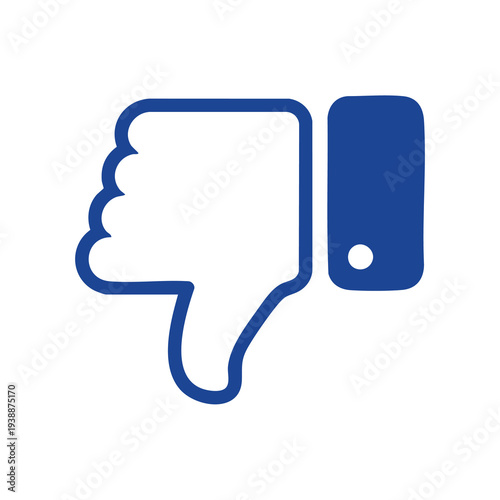 Blue and White Thumbs Down Dislike Icon Vector Illustration for Social Media and Feedback