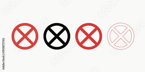 Prohibition Sign Set – Red Circle Crossed Out Warning Icons