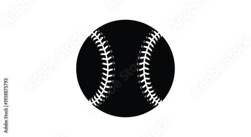 A striking black silhouette of a baseball with detailed stitching showcasing a classic sports icon silhouette high quality