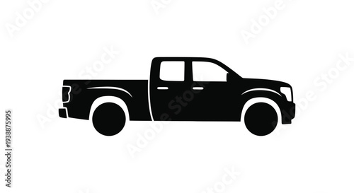 A stark black profile of a pickup truck showcasing its robust design and form silhouette high quality professional