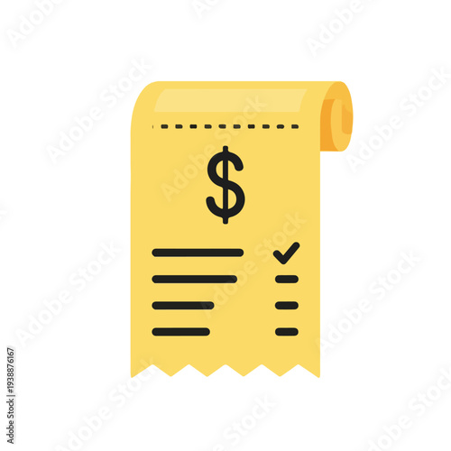 A yellow illustration of a receipt with money symbol