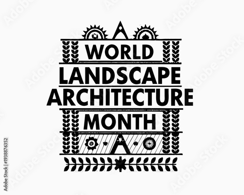 World Landscape Architecture Celebration Vector Illustration, Garden and Park Design