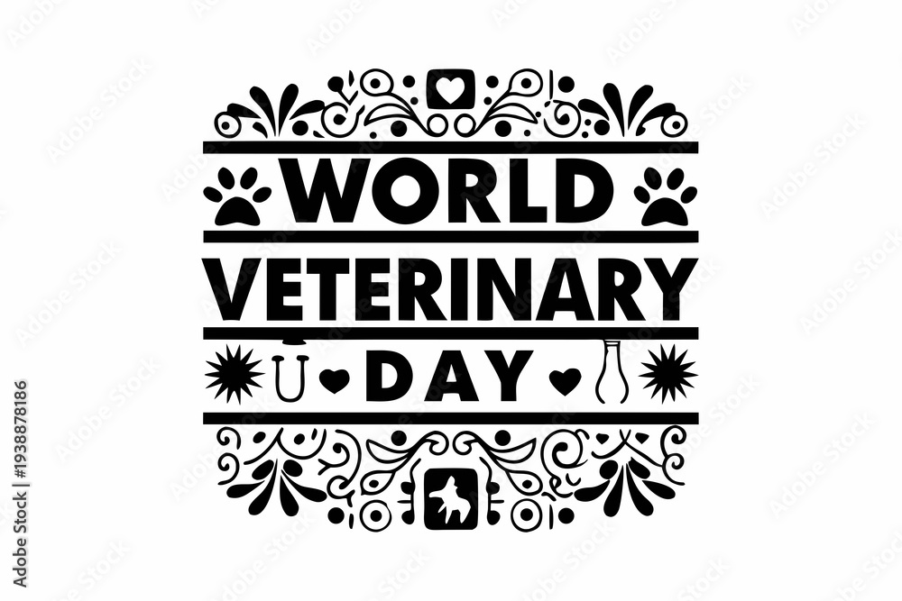 Fototapeta premium WORLD VETERINARY DAY vector illustration isolated on white background