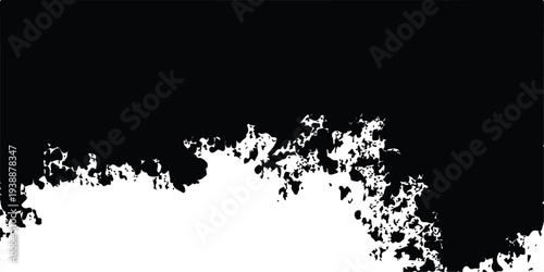 A grunge black ink splat background featuring an artistic paint splash texture with a dirty spray splatter pattern and a floral silhouette frame for a decorative vector illustration design