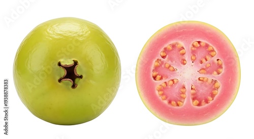 Guava Fruit, Whole and Sliced, Pink Flesh