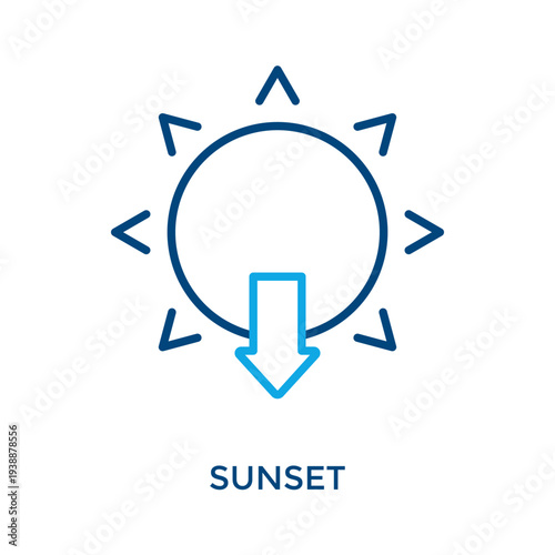 Sunset Icon Outline Color Style. Vector Illustration For Graphic Design