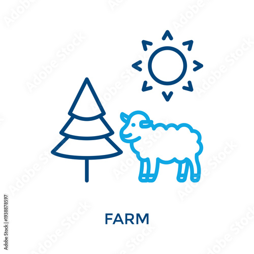 Farm Icon Outline Color Style. Vector Illustration For Graphic Design