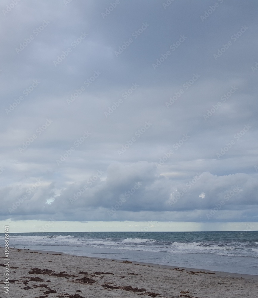 Fototapeta premium Overcast Storm Clouds Above Atlantic Ocean Waves