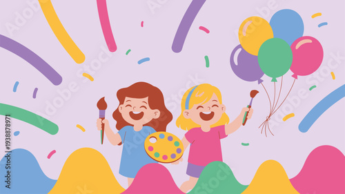 Creative Girls Painting Confetti Balloons