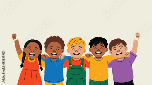 Diverse children friendship unity illustration