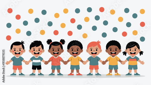 Diverse children holding hands friendship