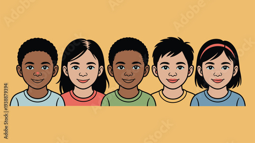 Diverse Children Kids Faces Portraits