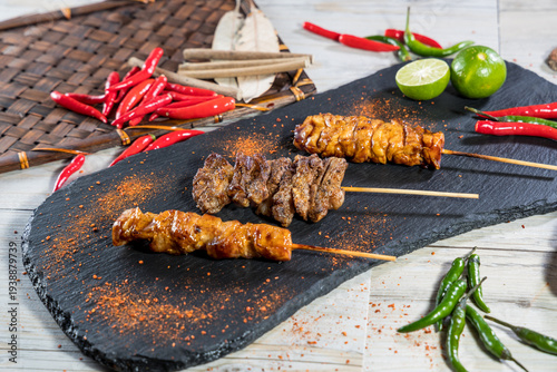 shish kebab on skewers