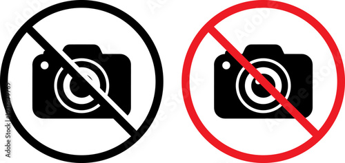 No photography allowed signs with camera icons