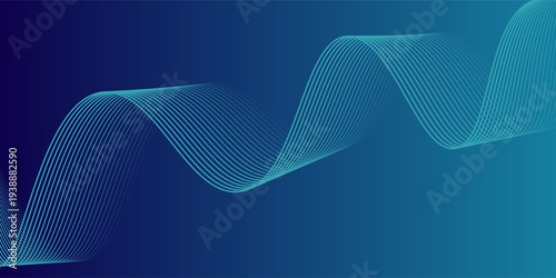 Abstract glowing wave lines on dark blue background. Dynamic wave pattern. Modern flowing wavy lines. Futuristic technology concept. Suit for banner, poster, cover, brochure, flyer, website