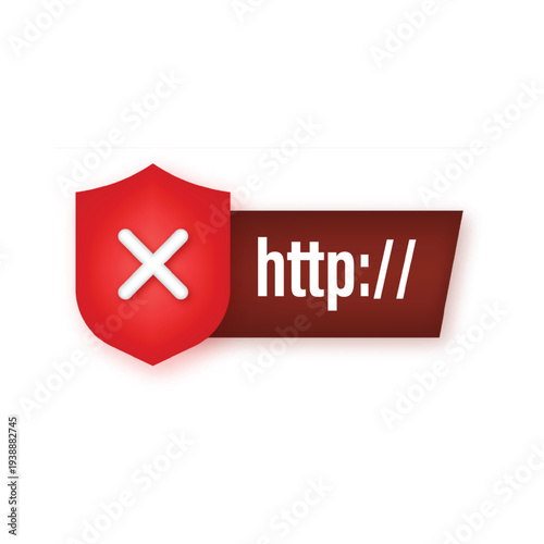 red shield with white cross and http symbol