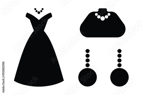 Black evening dress with accessories fashion necklace