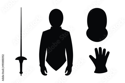 Black silhouette of a person with sword and glove human