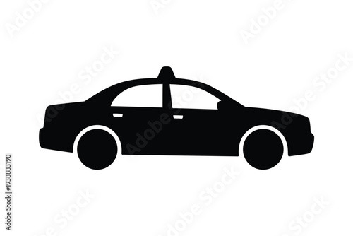 Black silhouette of a taxi car with a roof light transportation