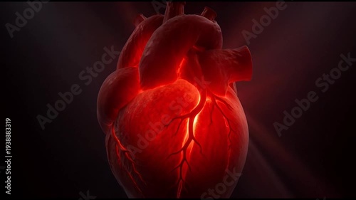 Anatomical Human Heart with Pulsating Light.