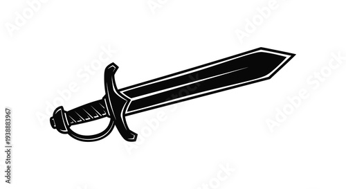 A striking black silhouette of a medieval broadsword showcasing its elegant design silhouette high quality professional