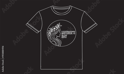 Mother's Day Floral Silhouette T-Shirt Design Minimalist Woman Profile Vector Line Art