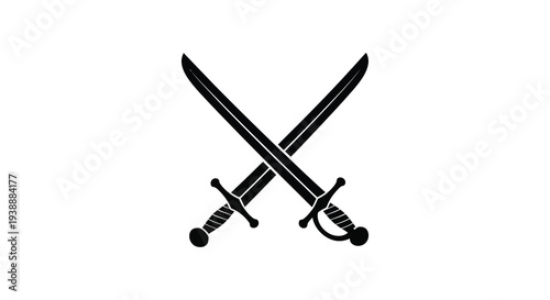 Two crossed swords depicted in a stark black design create an imposing image silhouette high quality