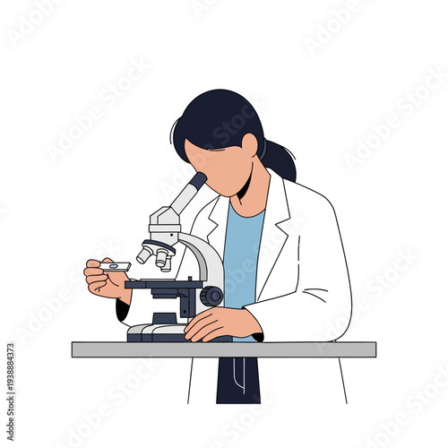 Scientist looking through a microscope, conducting research in a laboratory.