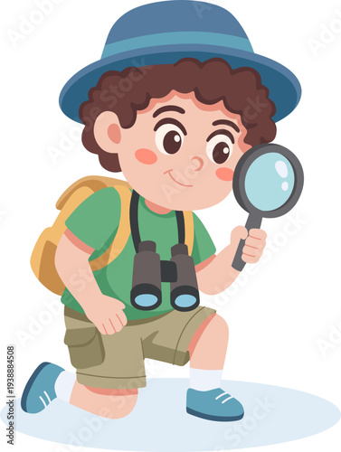 Kid Explorer with Magnifying Glass Illustration