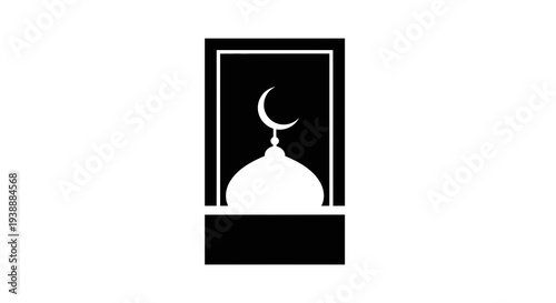 Mosque dome and crescent moon symbol illustration