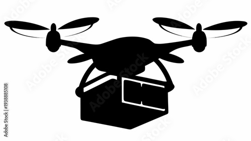 Drone delivering package in modern logistics and delivery
