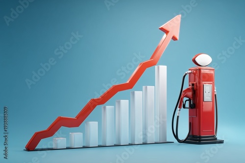 Fuel price increase concept with arrow chart.