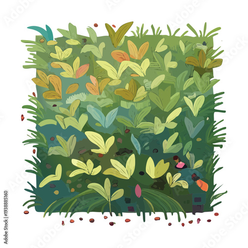 Green Garden Plant Patch For Top View Map Design And Landscape Planning Tool Creative Floral Illustration