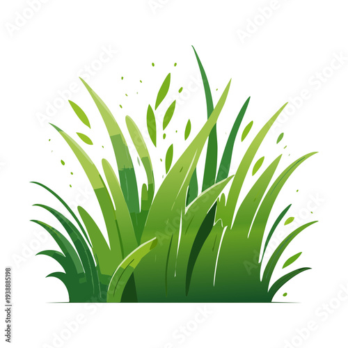 Fresh Green Grass Plant Tuft For Lawn Design And Outdoor Nature Landscape Concept Creative Illustration